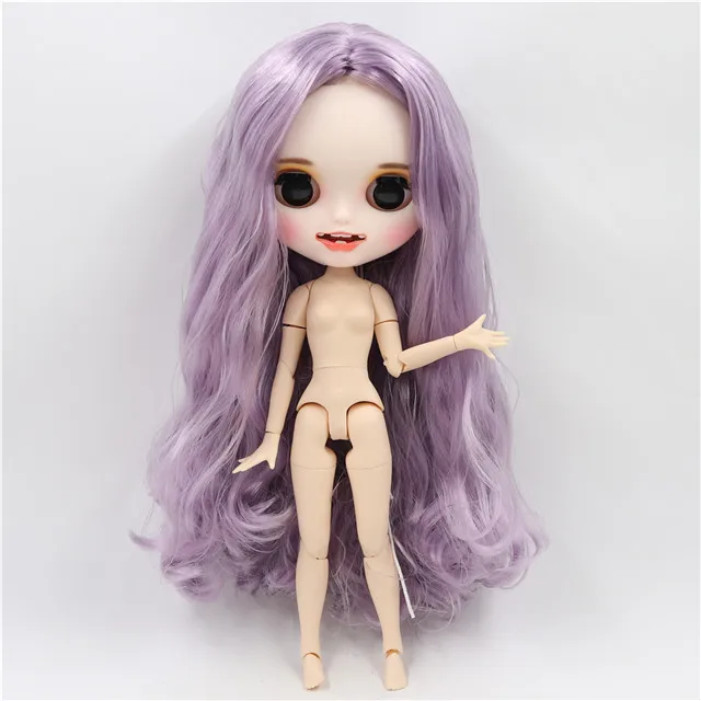 naked doll 1/6 bjd фабрика blyth кукла с яркой кожей шарнир тело бледно-фиолетовый фиолетовые волосы, новое матовое лицо с зубами, 30 см BL1049 - Цвет: naked doll