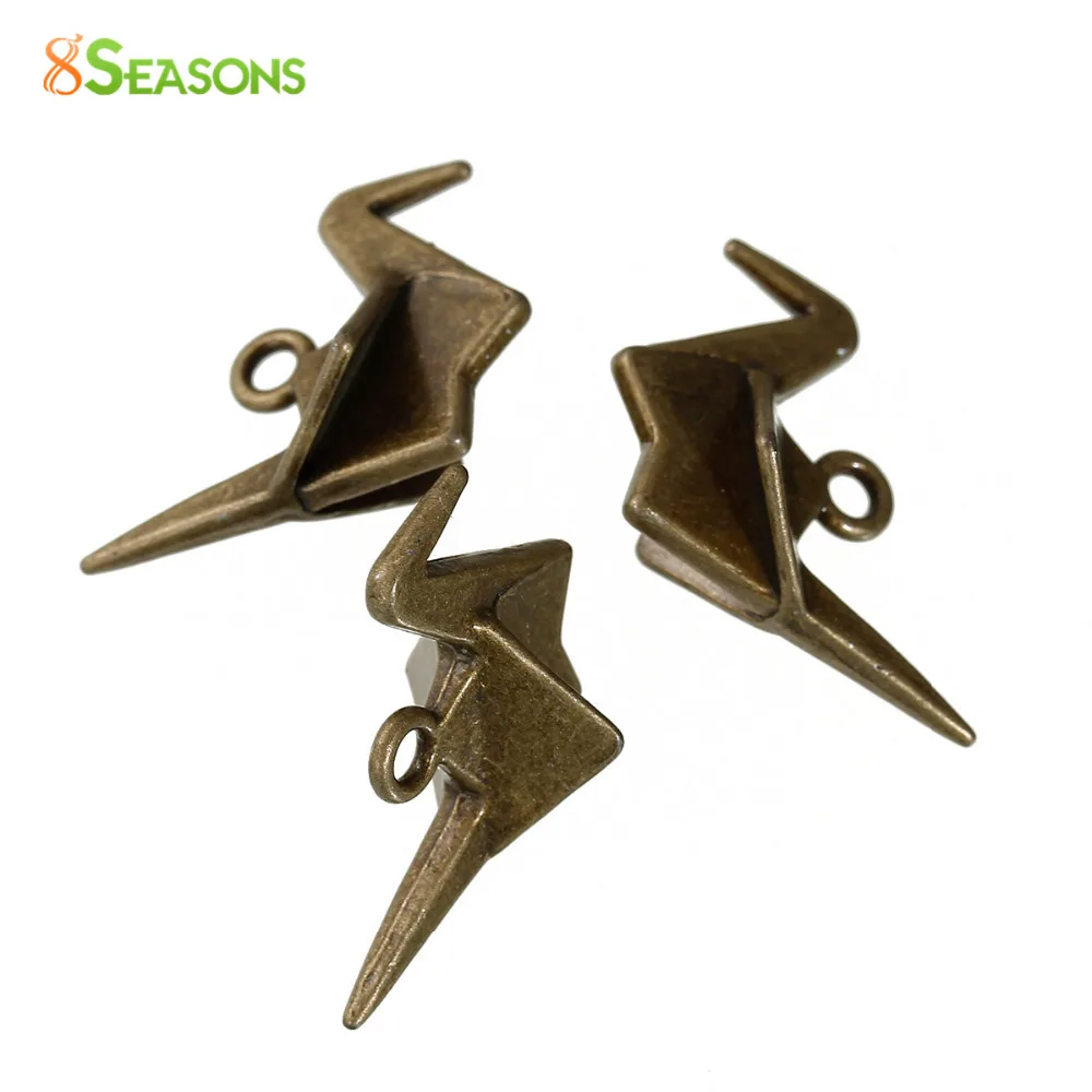8 сезонов модные 3D Подвески оригами кран античная бронза 28 мм (1 1/8 &quot) x 20 (6/8&quot)