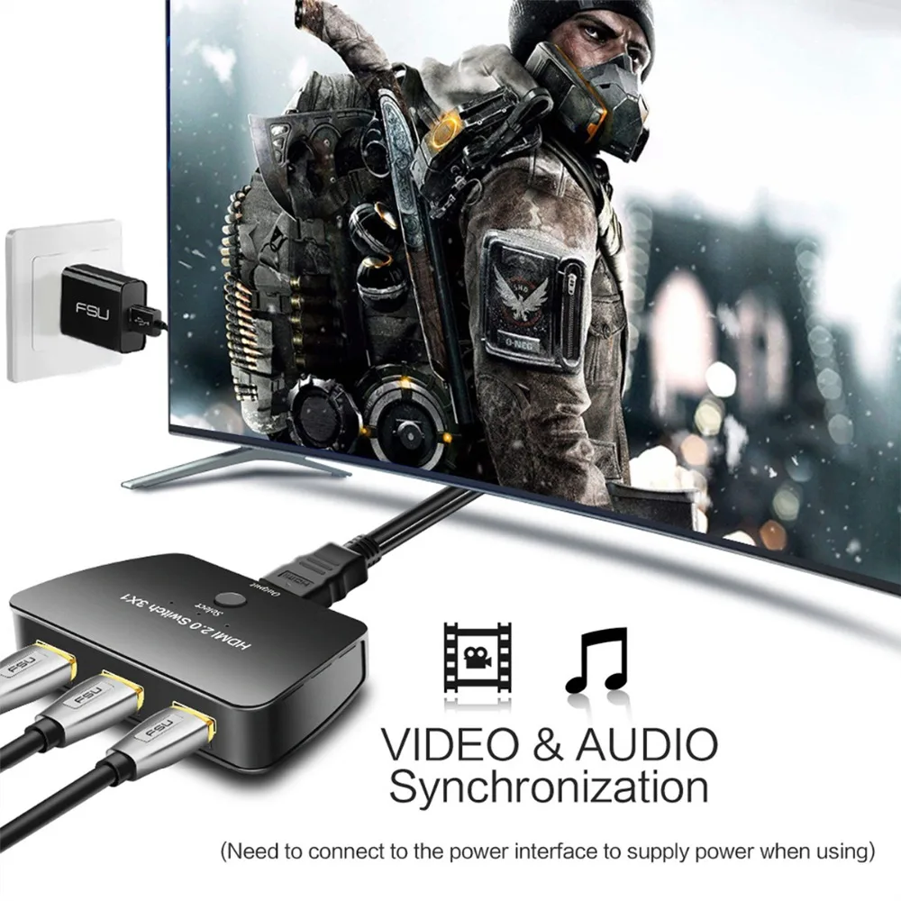 HDMI коммутатор 3X1 atolla 3 порта 2 0 переключатель 4K коробка высокого разрешения видео