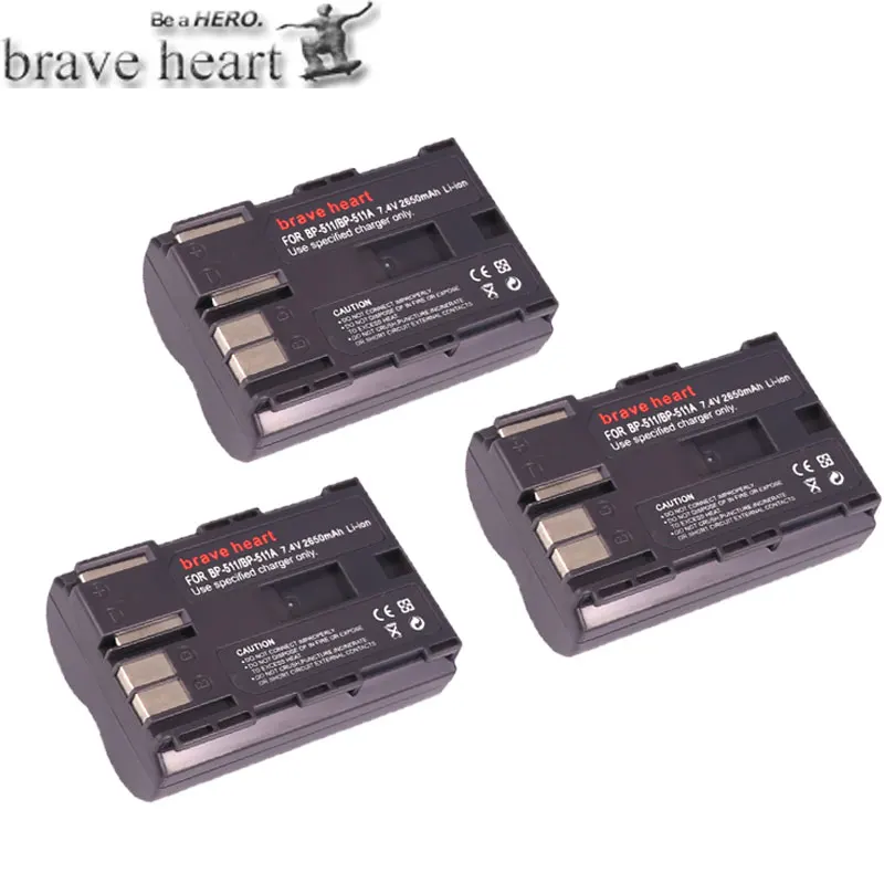 3battery Акумуляторная батарея BP-511A BP-511 BP 511 511A BP511A Батарея+ ЖК-дисплей Dual USB Зарядное устройство для Canon G6 G5 G3 G2 G1 EOS 300D 50D 40D 30D 20D 5D - Цвет: 3battery