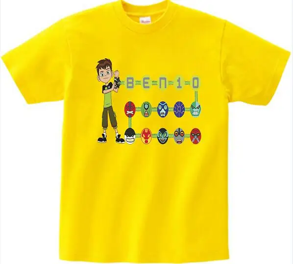 yellow childreTshirt Коллекция года, летняя футболка футболки для мальчиков с изображением Бена 10, футболки для девочек, детская одежда для мальчиков зеленые футболки для девочек, Filles Ecolier, топы - Цвет: yellow childreTshirt