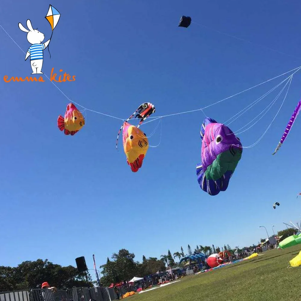 3 м надувные рыбы Kite 4 цвета пляжные воздушный змей для участия в шоу для активного отдыха на открытом воздухе