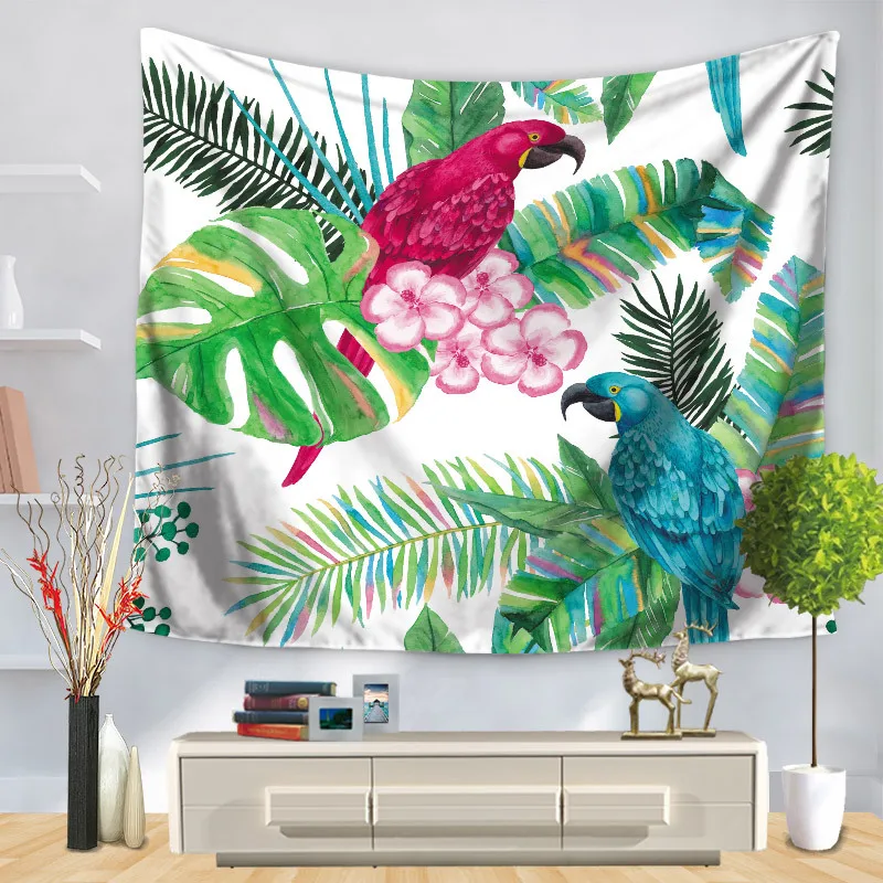 Большой гобелен из тропического леса с принтом попугая декоративные тканевые