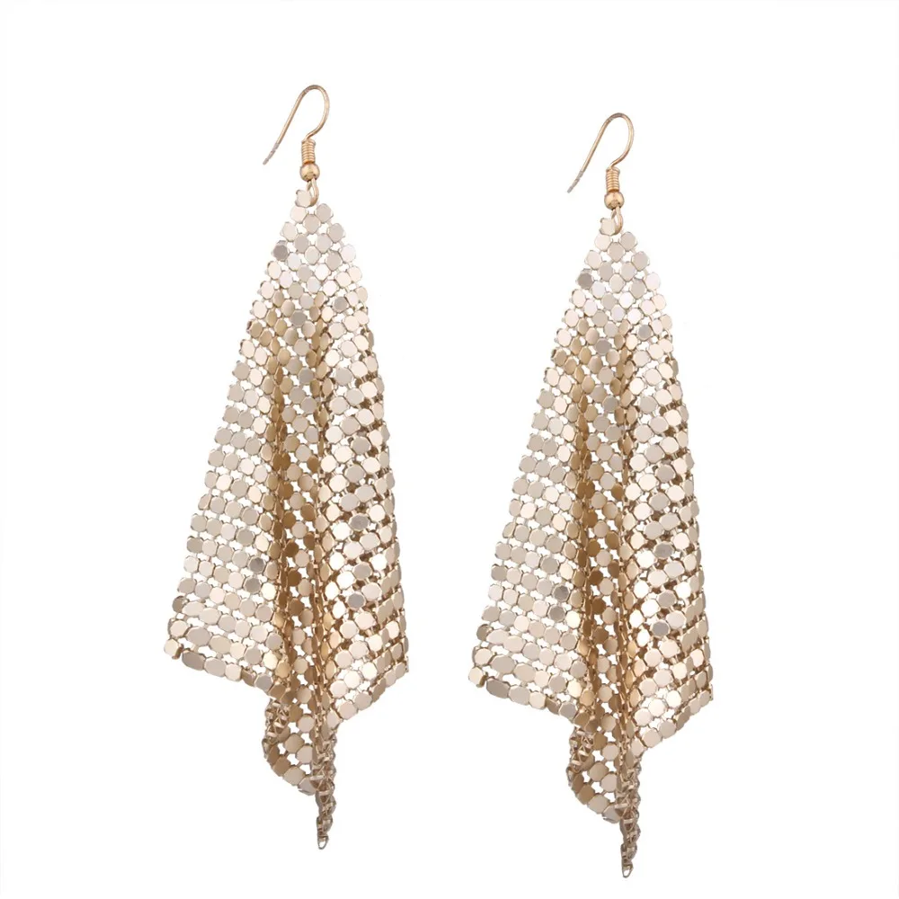 Модные металлические серьги в стиле панк блестящие капельки из алюминиевого