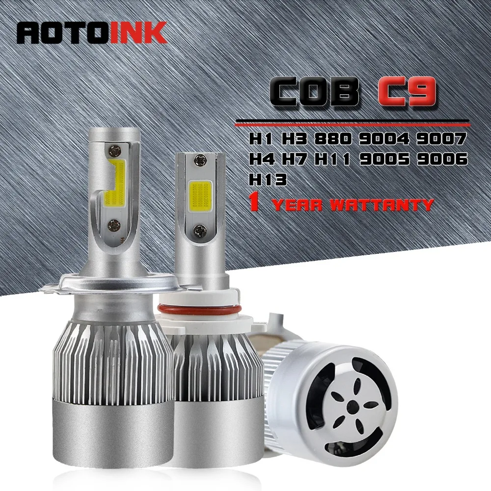 AOTOINK 9005 H1 H4 LED H7 H8 H9 Car Headlight Bulb Kit H11 9006 9004 9007 HB3 H27 881 Auto Front Headlamps Automobile Fog Light