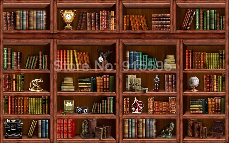 Пользовательские 3D фото обои Papel де Parede Фреска Ретро книжный шкаф книжная полка 3D гостиная фон настенная живопись украшение дома