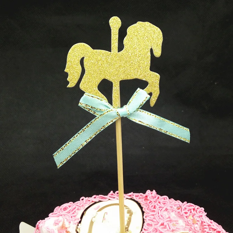 5 шт./лот Блестящий конский бант украшение для торта на день рождения капкейка