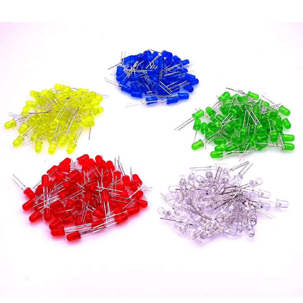 100 шт. 5 мм светодиодные диоды набор в ассортименте белые красные зеленые синие