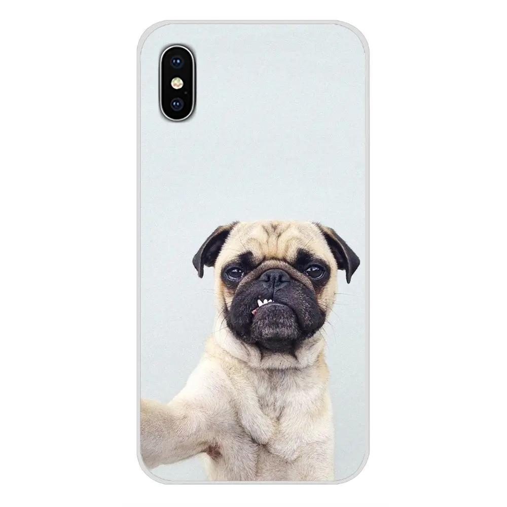 Для Apple iPhone X XR XS MAX 4 4S 5 5S 5C SE 6 6S 7 8 Plus ipod touch прозрачный мягкий чехол милый мопс HD обои