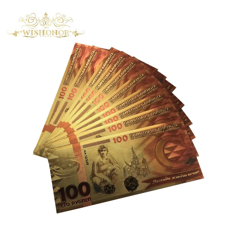 10 шт./лот новые продукты для России банкноты 100 рублей в 24 каратном золоте