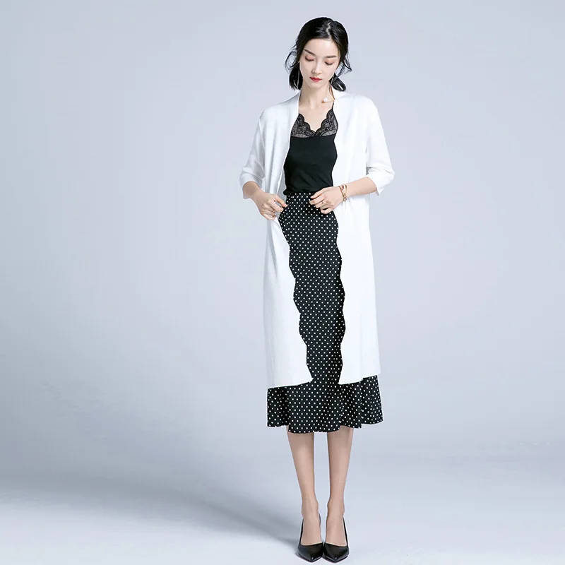 Suvance Summer Office Lady Irregular Collar Fashion Knitted Sunscreen Women Long Cardigan |