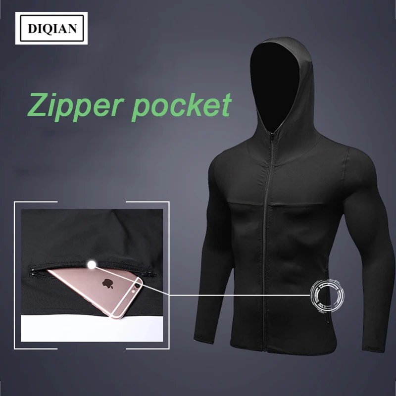 DIQIAN осень зима Бодибилдинг ветрозащитный бег куртка для мужчин с длинным рукавом