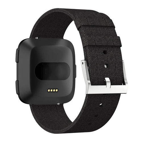 Черный Для Fibit Versa Band нейлоновая плетеная ткань умные наручные часы ремешок для Fitbit Versa 2 умные аксессуары с металлической застежкой - Цвет: Черный