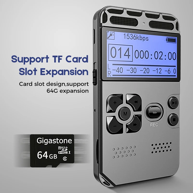 Скрытый диктофон регистратор MP3 1536KPS серый секретный проигрыватель устройство
