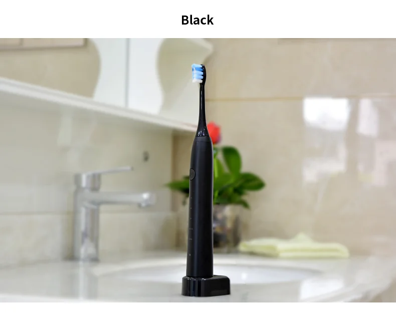Ultrasonic Sonic Electric Toothbrush 5 Modes Rechargeable USB Charging IPX7 Waterproof 2pcs Heads for Adults Deep Clean