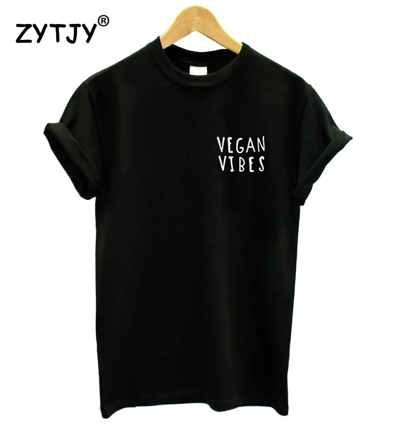 

VEGAN VIBES Pocket Letters Print Women Tshirt Cotton Casual Funny t Shirt For Girl Top Tee Hipster Tumblr Drop Ship HH-30