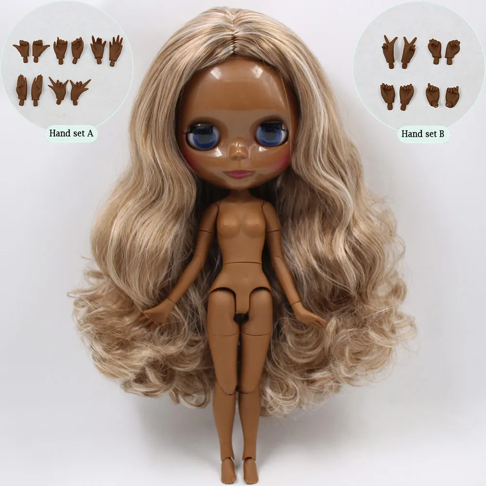 B doll and hand AB ICY Nude Blyth кукла No. BL340/9158 коричневый микс серые волосы тело 1/6 bjd, пульлип, licca, jerryberry - Цвет: B doll and hand AB