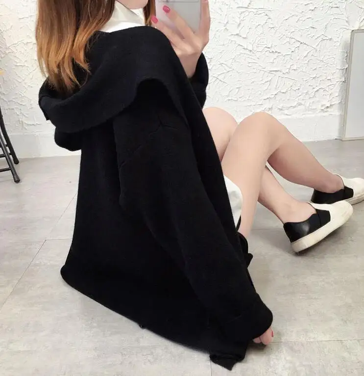 2019 Hooded Cardigan Women Knitted sweater Long Sleeve Autumn And Winter New Fashion Thick women's sweaters |