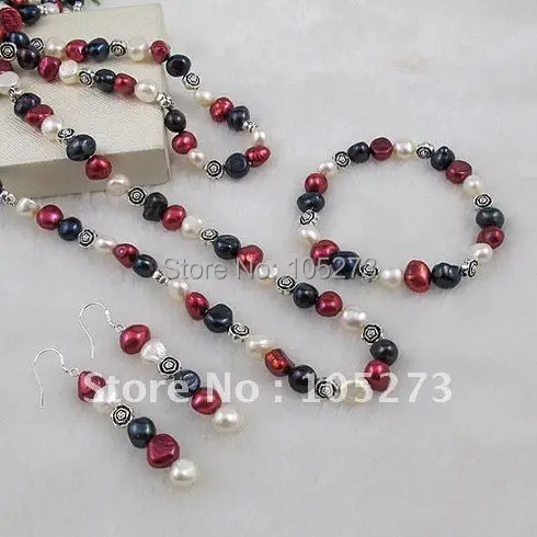 Потрясающий! Белый фиолетовый черный барочный жемчуг натуральный пресноводный и