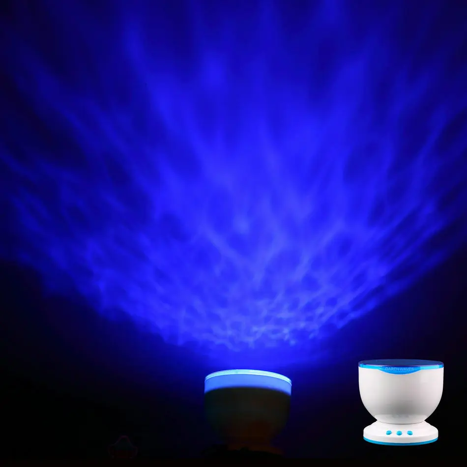 Led Ночник проектор USB AABatteries подарки для детей океан волны синий проекционный