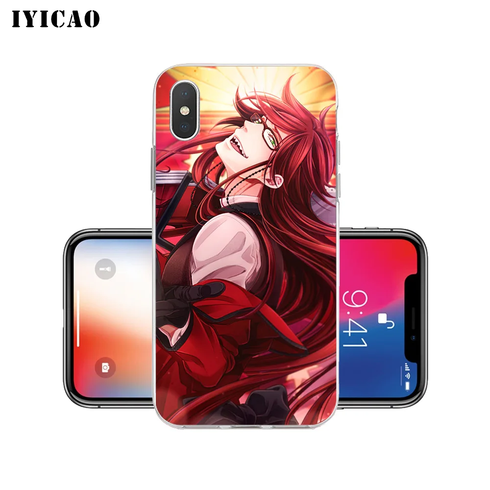 IYICAO Черный Дворецкий Grell Sutcliff Мягкий силиконовый чехол для телефона iPhone X XR XS MAX 6 6s
