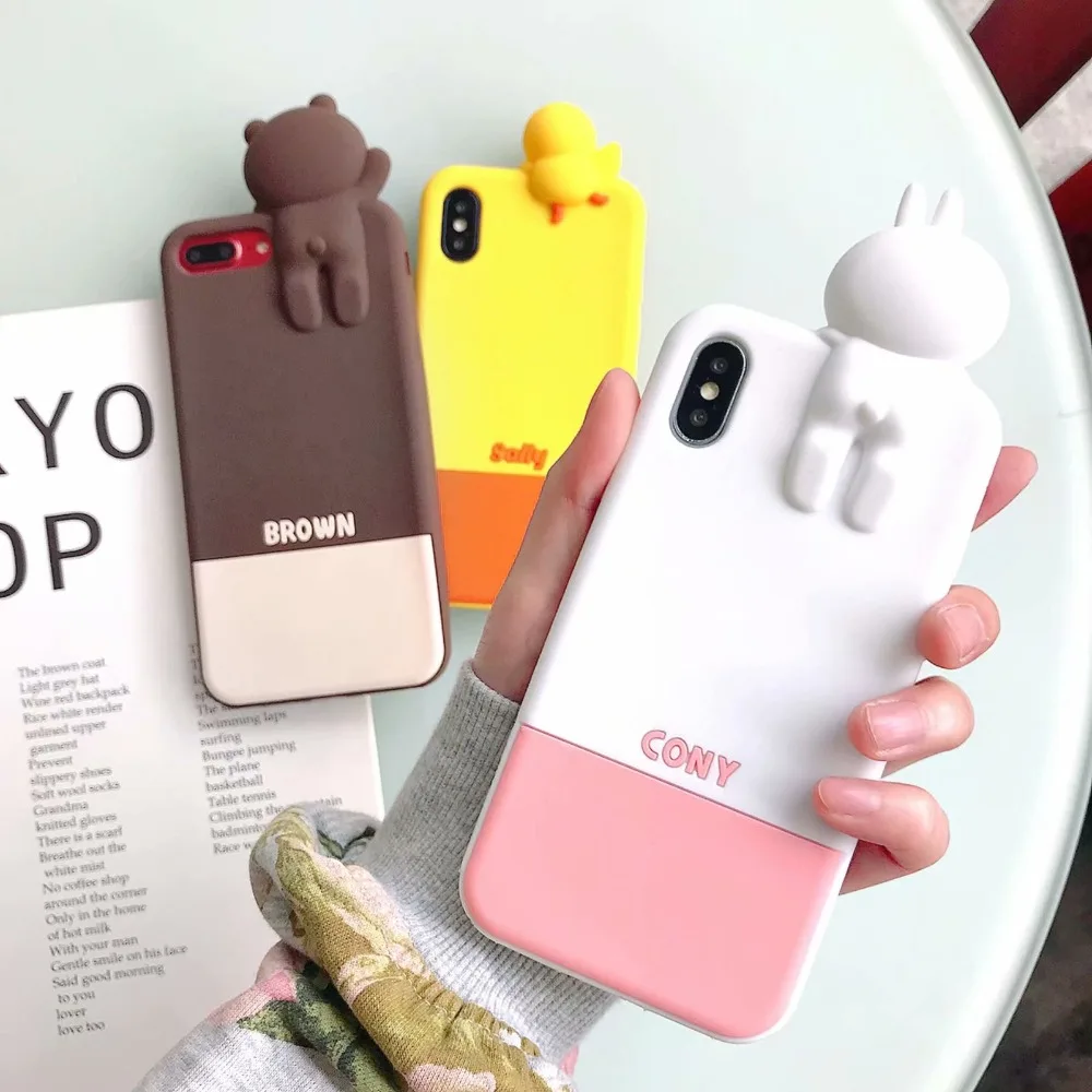 ORYKSZ 3D чехол с кроликом из мультфильма для iPhone X XR XS Max 7 8 Plus Мягкий ТПУ силиконовый чехол s чехол для iPhone 8 7 6S Plus задняя крышка