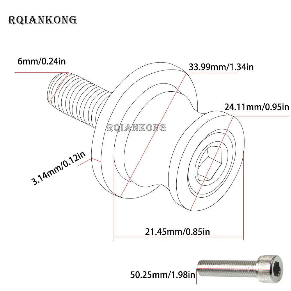 6 мм мотоциклетные слайдеры из нержавеющей стали с поворотным рычагом винты