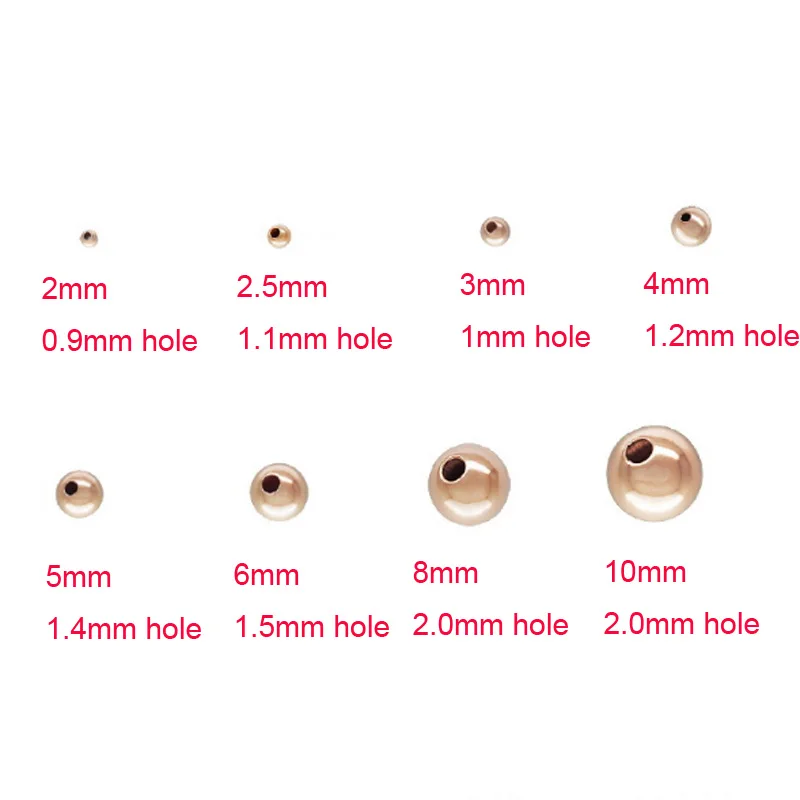 Круглые мини-шарики из розового золота 14 к не выцветают для изготовления