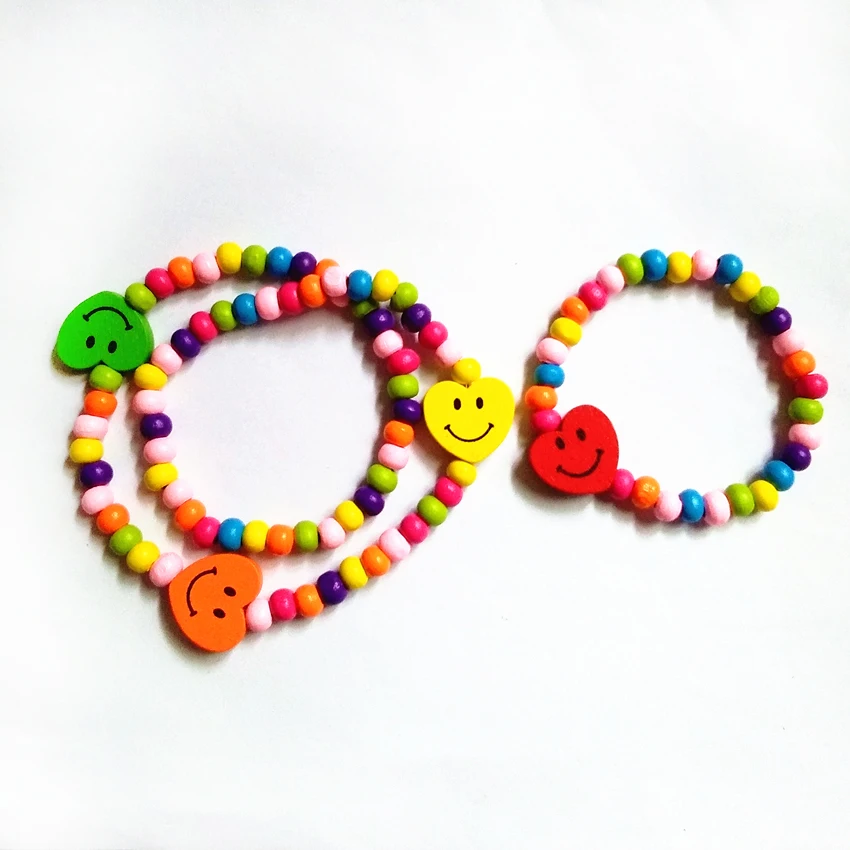 12 шт./лот Новинка эластичная веревка детское деревянное ожерелье браслет