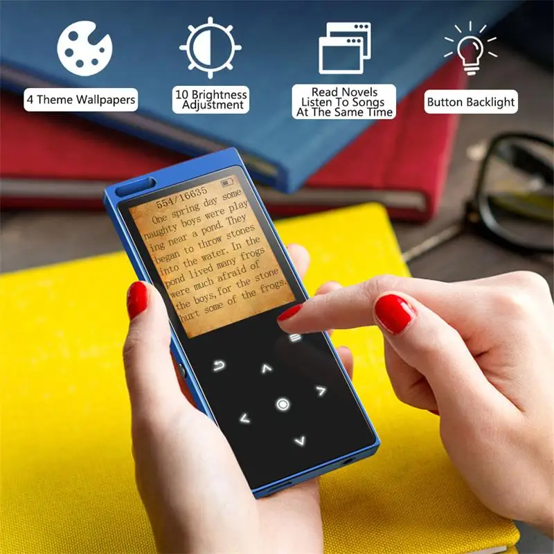 

MP4 Player with Bluetooth Built-in Speaker Touch Key 8GB/16GB Lossless Sound High Quality Video Music Player with FM, Recorder