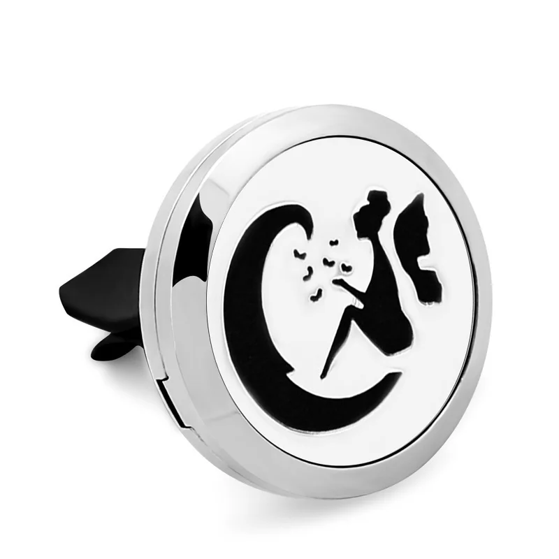 

5PCS Roung Magnetic Car Aroma Perfume Locket Pendant Stainless Steel Essential Oil Car Perfume Locket Moon Fairy With Pad