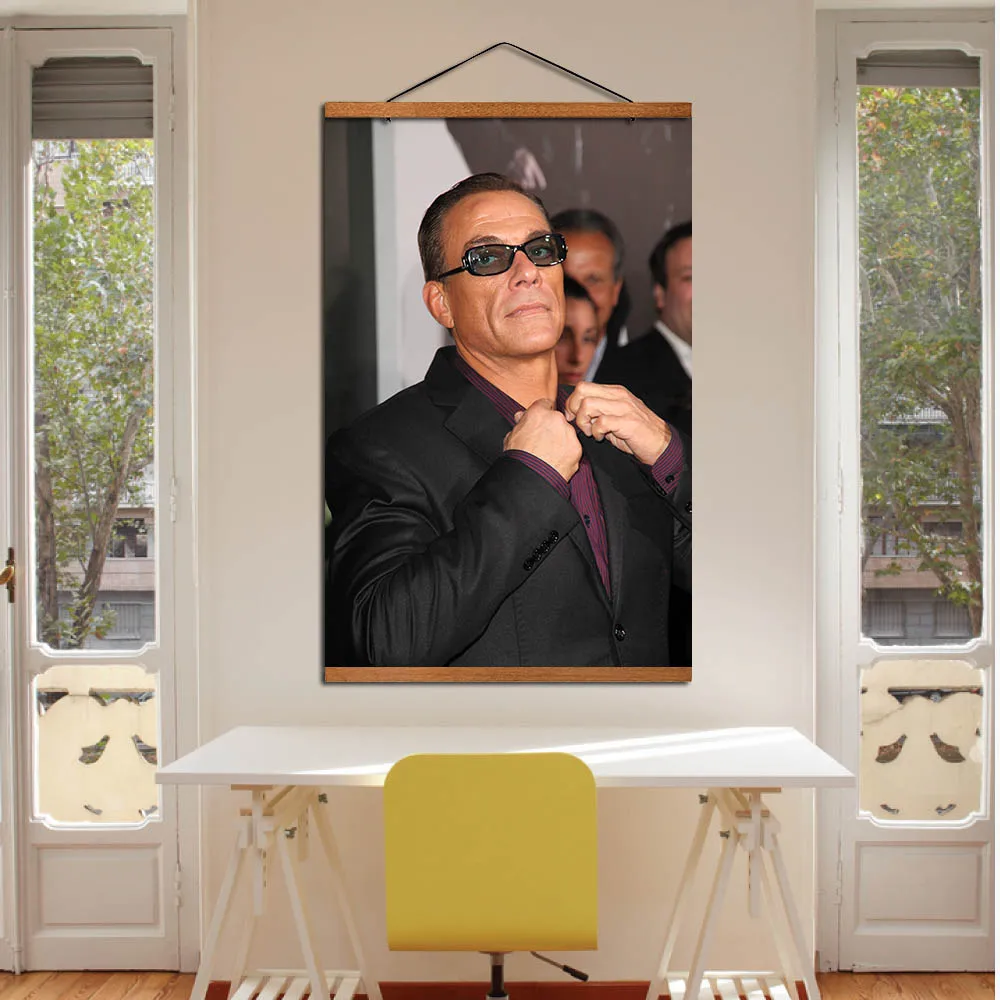 Jean-Claude Van Damme Poster Hanging Scroll Canvas Painting With Solid Wood Decoration