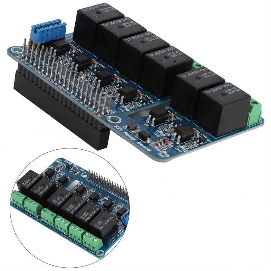 Плата расширения релейного модуля для Raspberry Pi A +/B +/2B/3B 6 каналов 5 А 30 В постоянного