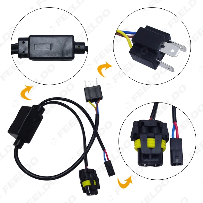 Биксеноновые HID лампы FEELDO 1 шт. упрощенные H4/9003/HB2 Hi/Lo реле жгута проводов