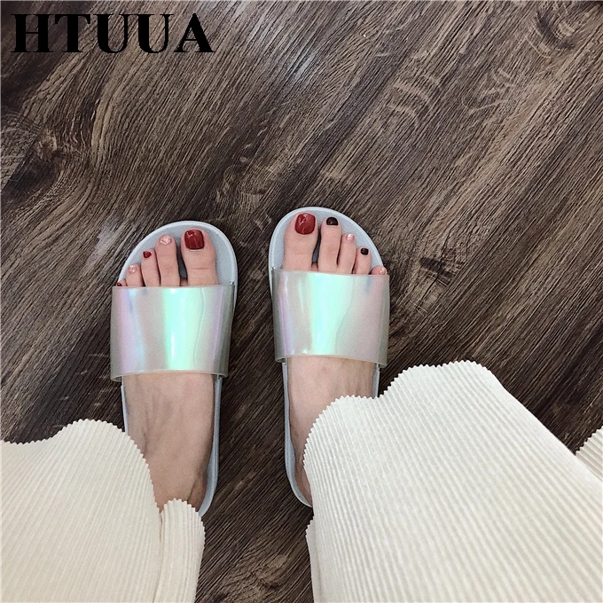 HTUUA/Новинка брендовые тапочки женские сланцы Летняя обувь на плоской подошве с