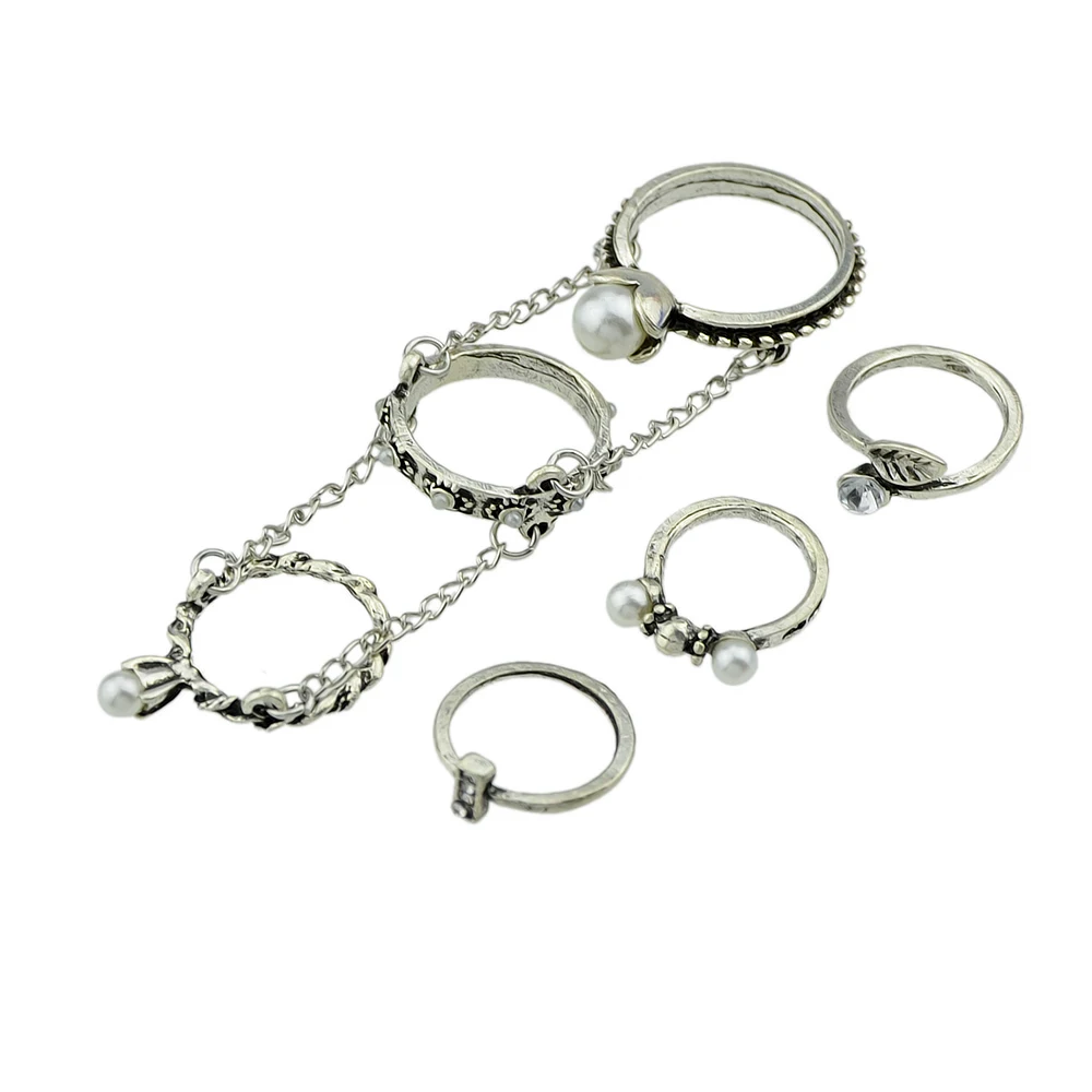 Jufee 6 шт./компл. Античное золото-Цвет серебро Цвет Кольца Комплекты BIJOUX цветок лист
