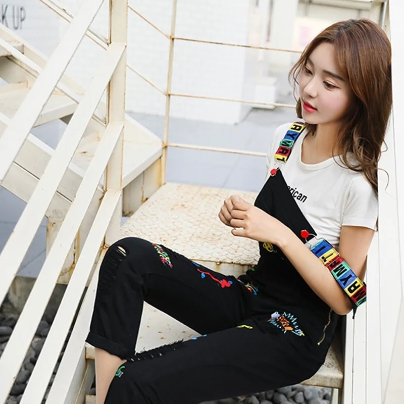 Одежда в стиле Харадзюку 2018 модный джинсовый комбинезон джинсовые комбинезоны