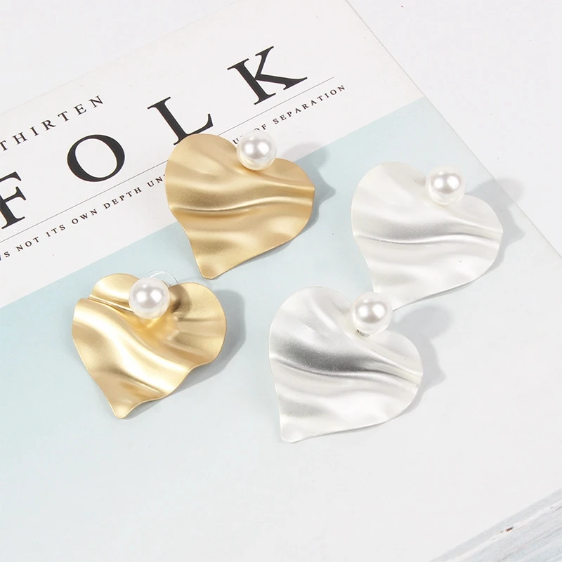 DAZNE в форме сердца белый имитация жемчуга металлическая серьга для женщин