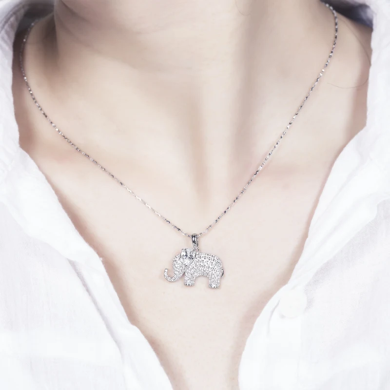 

ANZIW 925 Sterling Silver Necklaces Jewelry White Color Animal Elephant Pendant Silver Cute Necklace For Women Girls Gifts Gifts
