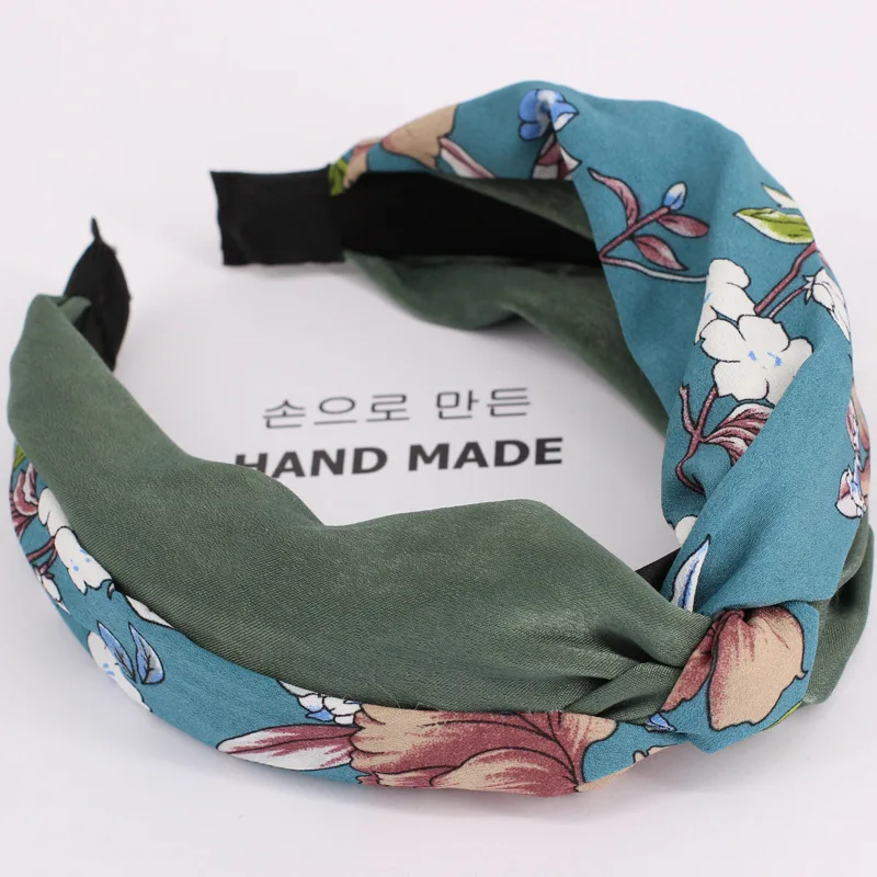 3 шт./лот плетеные повязки для волос с цветочным принтом в стиле пэчворк девочек