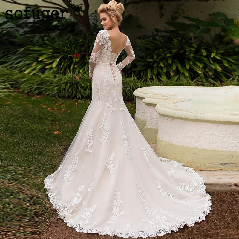 Сексуальная совок белый цвет слоновой кости Кружевная аппликация Русалка на