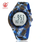 Цифровые мужские спортивные часы марки OHSEN, модные уличные водонепроницаемые электронные светодиодные наручные часы, камуфляжные синие часы для дайвинга для мальчиков, подарок