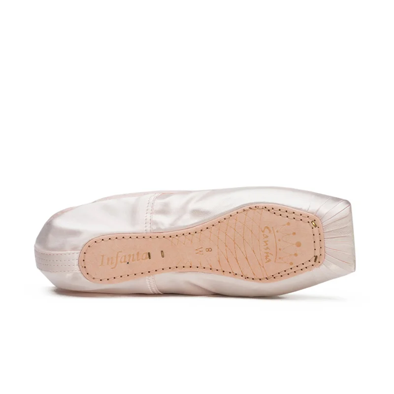 Infanta Pink Sansha балетки для взрослых и детей; розовые/черные/красные Сатиновые туфли для девочек и женщин; профессиональная танцевальная обувь с лентами; силиконовая подкладка - Цвет: Infanta Pink