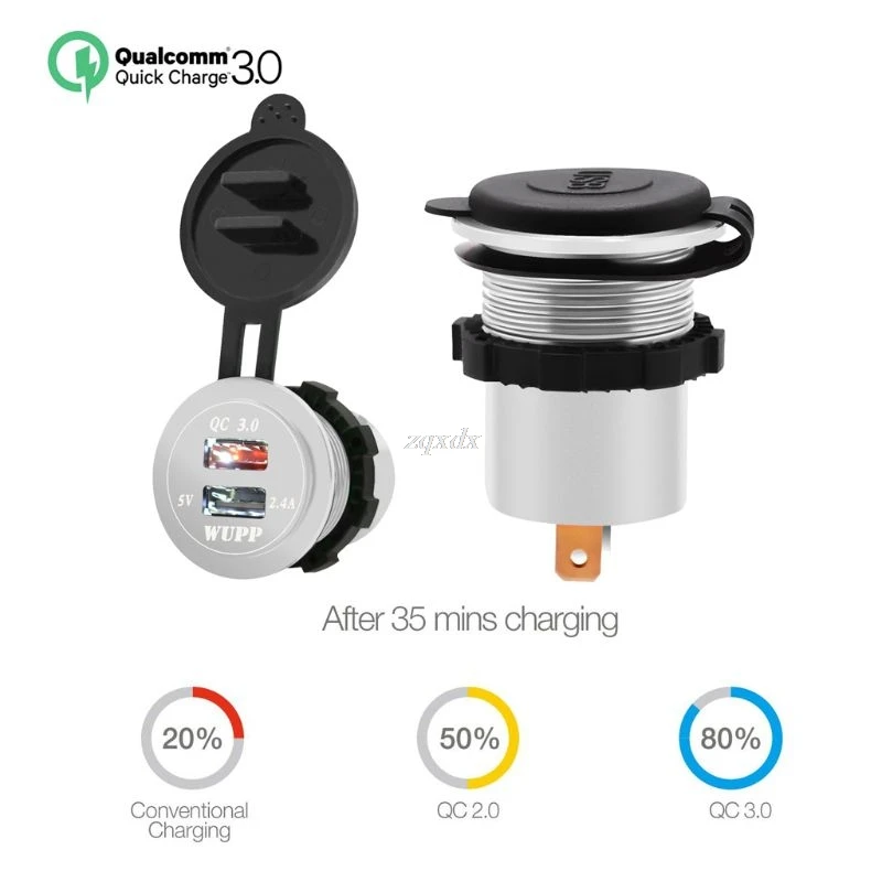 Car Quick Charger QC 3.0 Power Adapter Dual USB Vehicle DC 12 V-24 V Cigarette Socket Lighter 2 port For iPhone Android