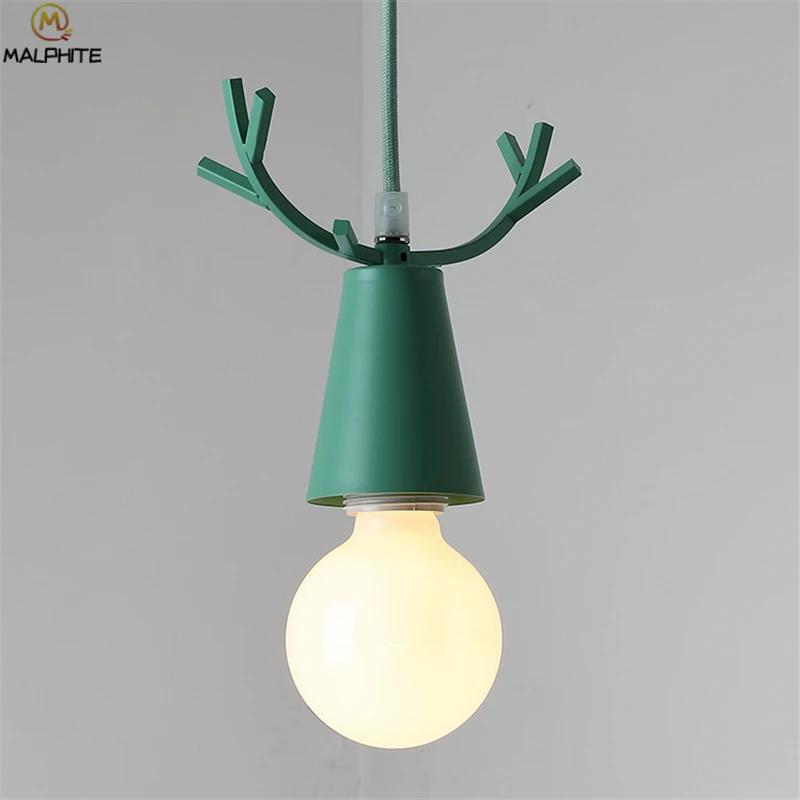 

Modern Colorful Iron Antlers Pendant Lamps Simple Tie Hanging pendant Lights LivingRoom hanglamp Indoor LED Light Fixture Decor