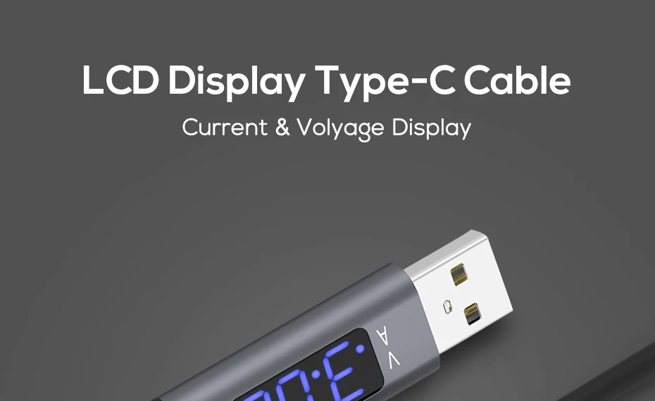 TOPK D-Line2 кабель usb type C, отображение напряжения и тока type-C кабель для быстрой зарядки и синхронизации данных USB-C для Xiaomi A1 samsung S9
