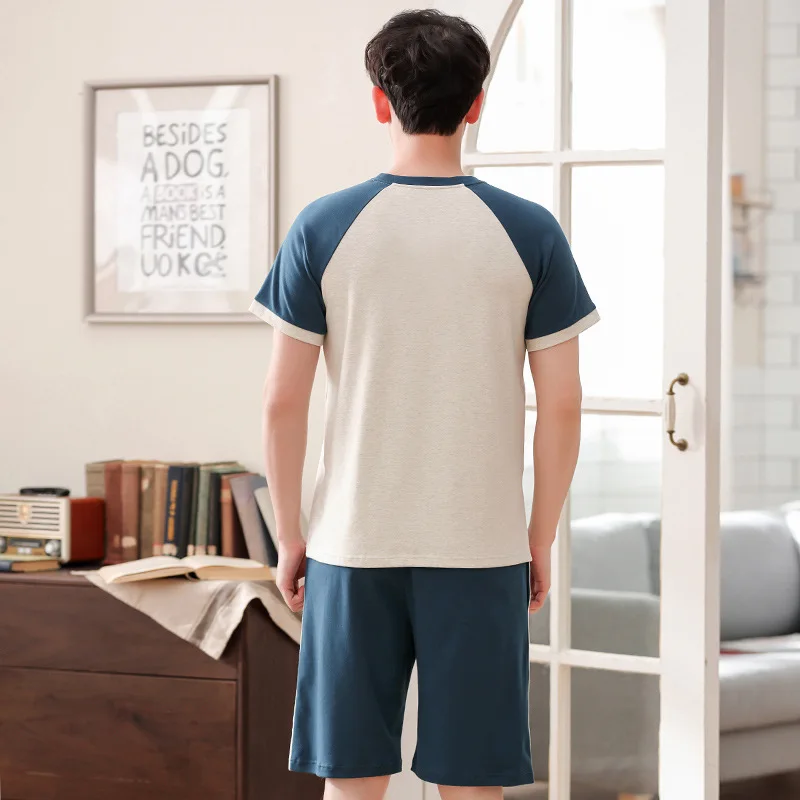 Мужская Летняя Хлопковая пижама новые корейские шорты с коротким рукавом тонкая