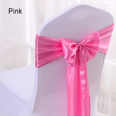 Pink 100 шт. атласные ленты для стульев, свадебные атласные ленты для галстука-бабочки, вечерние ленты для свадьбы, отеля, банкета, украшения стульев - Цвет: Pink
