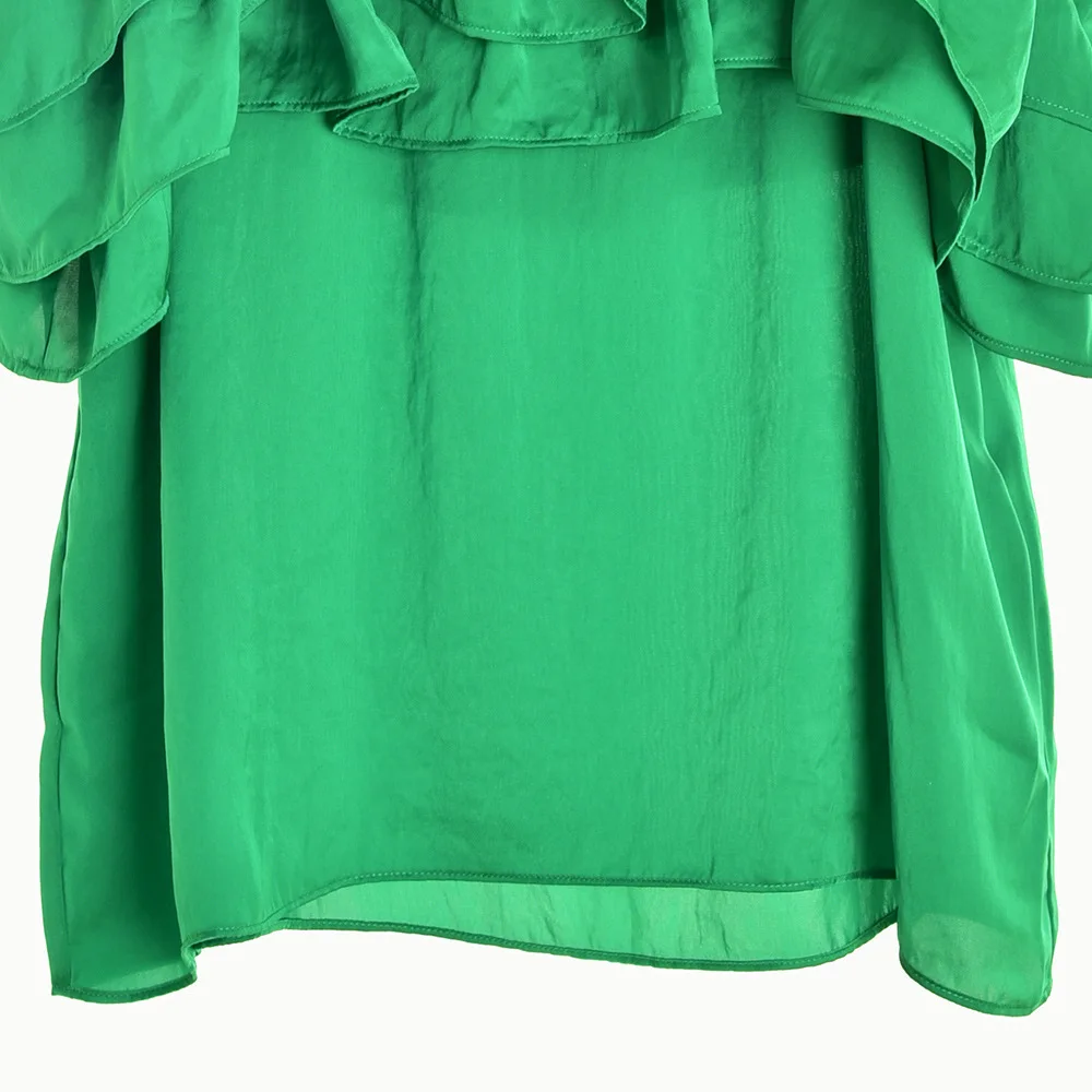 Женские Элегантные рубашки с оборками во французском стиле летние зеленые