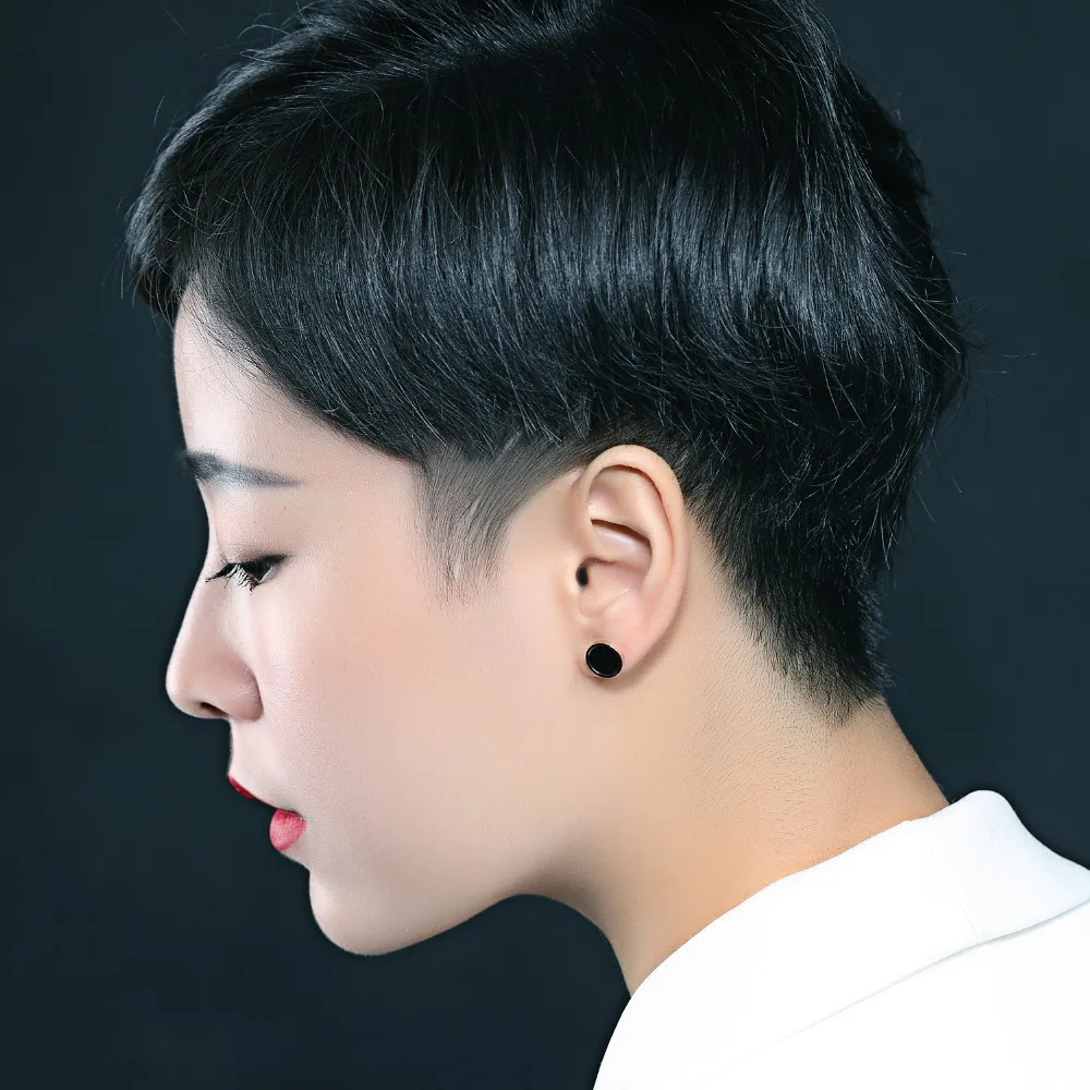 YUNRUO Classic Black Stud Earring for Woman Man Titanium Steel Rose Gold Color Jewelry Fashion Accessories Gift High Polish | Украшения и